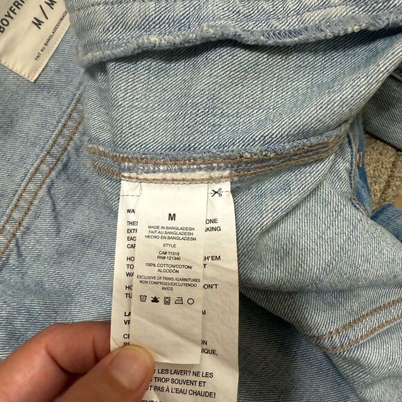 Garage Coupe Oversized Boyfriend Fit Women's Denim Jacket Distressed Size M - Picture 3 of 10